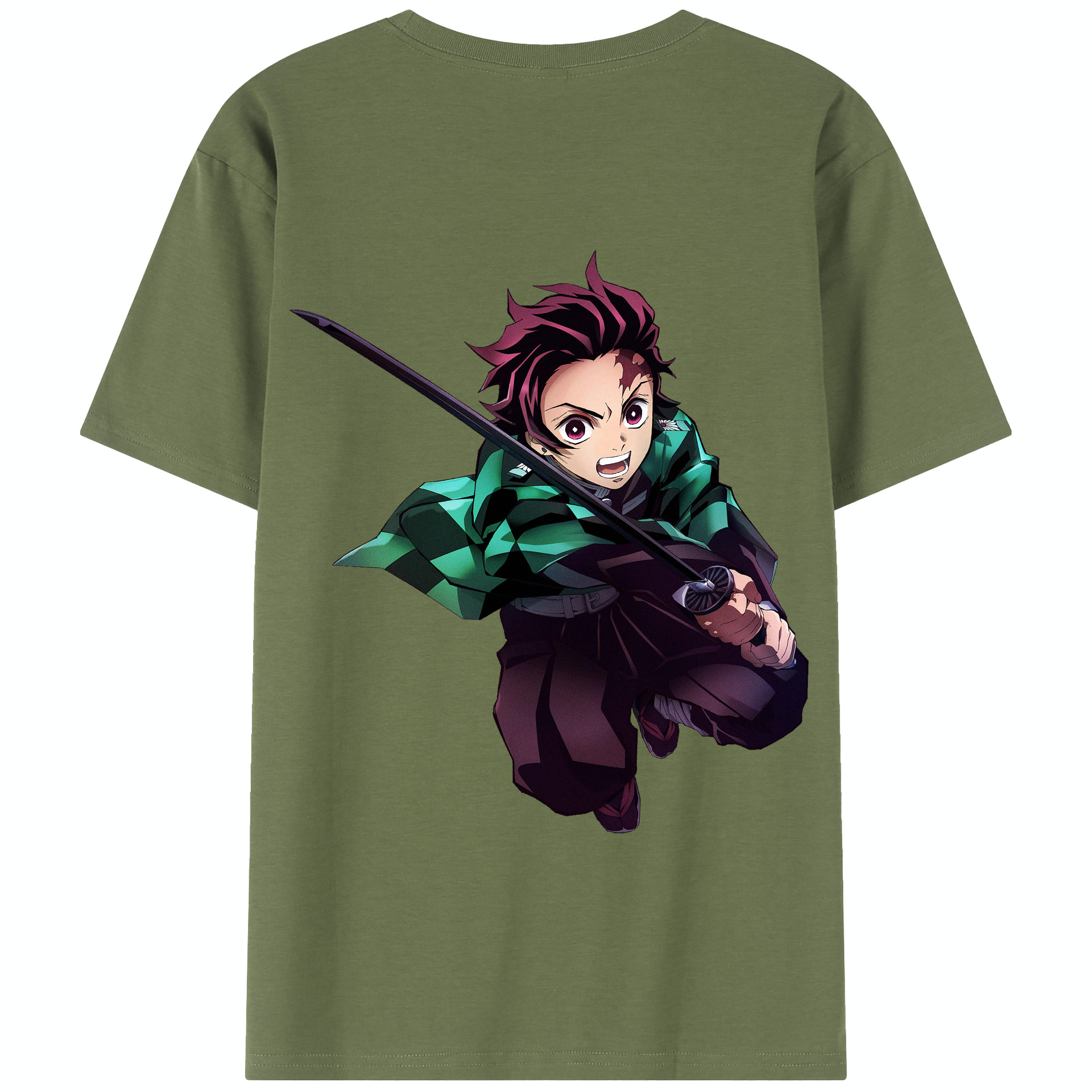 （画像用） 鬼滅の刃 竈門 炭治郎／かまど たんじろう Kamado Tanjirou 綿100％半袖Tシャツ（背面プリント）